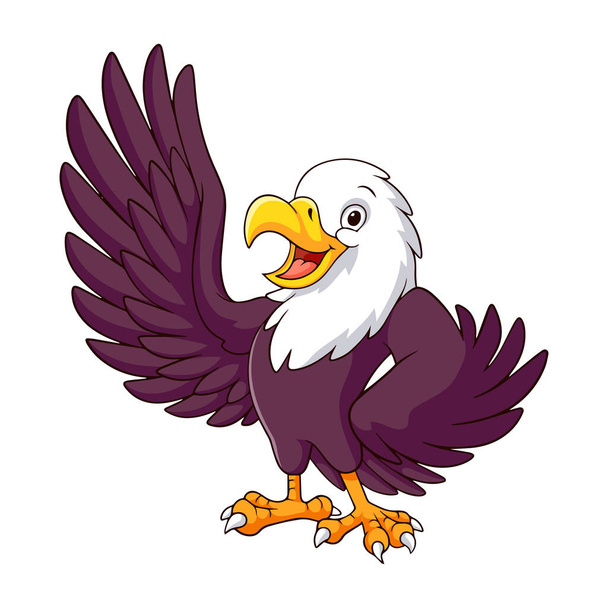 Cartoon eagle flapping its wings isolated on a white background - Вектор,изображение
