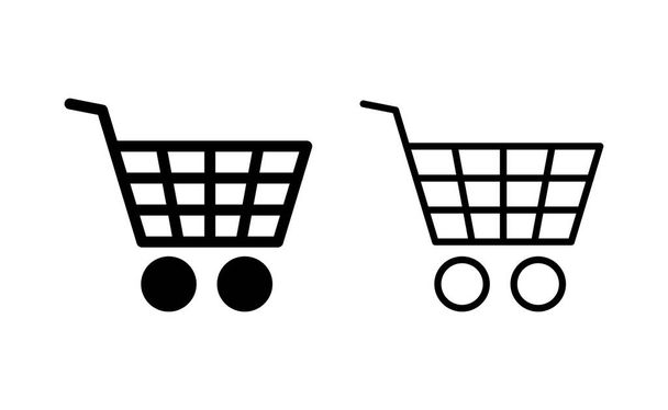 Web ve mobil uygulama için ikon vektörü alınıyor. Alışveriş arabası işareti ve sembol. Trolley simgesi - Vektör, Görsel