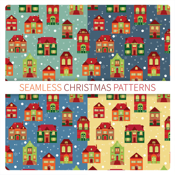 Christmas pattern with colorful houses - Vector, Image