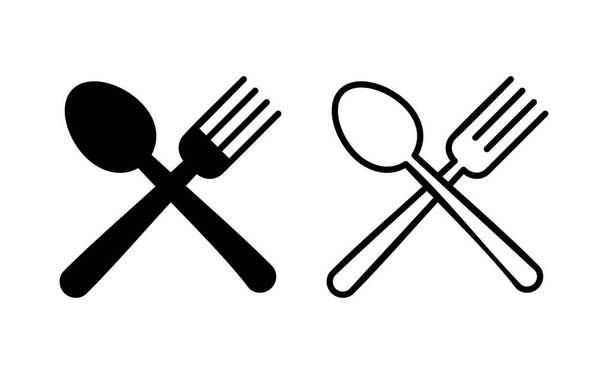 вектор значков ложки и вилки для веб и мобильного приложения. ложка, вилка и вектор иконок ножа. знак ресторана и символ - Вектор,изображение