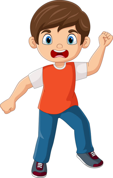 Vector illustration of Cartoon angry little boy expression - Διάνυσμα, εικόνα