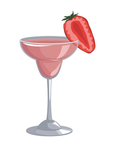 fris aardbei drinken cocktail icoon - Vector, afbeelding