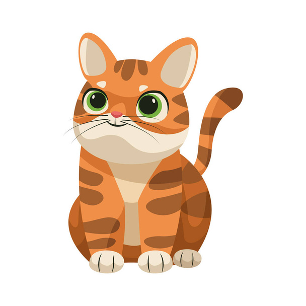 cute little cat feline character - Vector, Image
