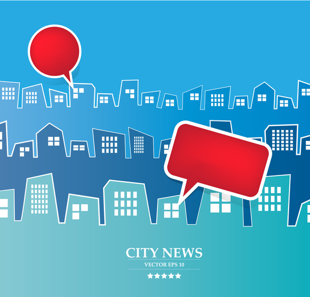 City skyline with speech bubbles - Vector, Image