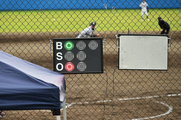 Szene von Amateur-Baseball-Spiel. Sportliches Hintergrundmaterial. - Foto, Bild