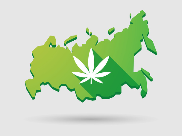 Marihuana yaprağı ile Rusya harita simgesi - Vektör, Görsel