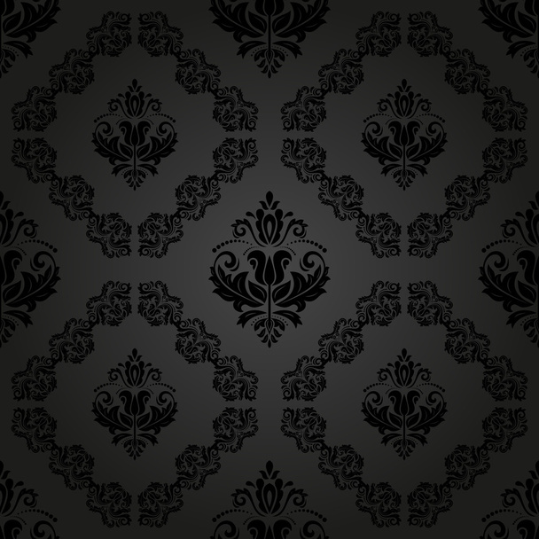 ダマスク織のシームレスなベクトル パターン。オリエントの暗い背景 - ベクター画像