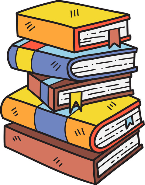 Hand Drawn stack of books illustration isolated on background - Vector, Image