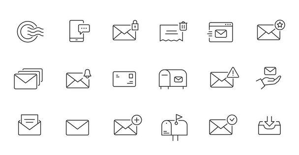 Mailbox line icon set. Letter send, email contact, spam, address book editable outline icon. Vector illstration. - Vector, Image