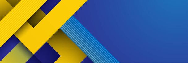 Modern blue and yellow abstract banner background. Blue background with orange and yellow color composition in abstract. Abstract backgrounds with a combination of lines and circle dots square waves - Vektori, kuva