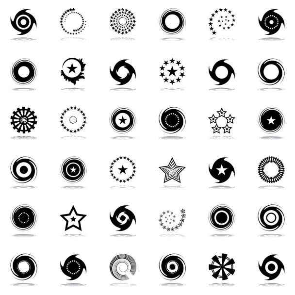 Conjunto de estrellas y elementos de diseño de rotación
. - Vector, imagen