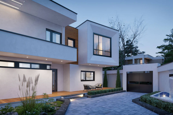 3d rendering modern villa building architecture exterior design inspiration - Foto, Bild