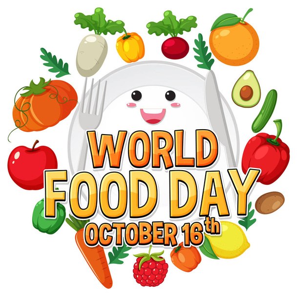 Światowy dzień żywności tekst projekt ilustracja - Wektor, obraz