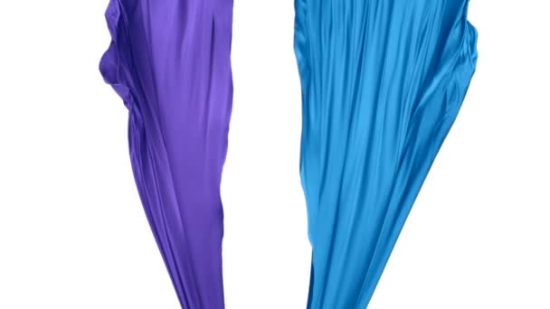 Blue and purple fabric flowing in the air - Footage, Video