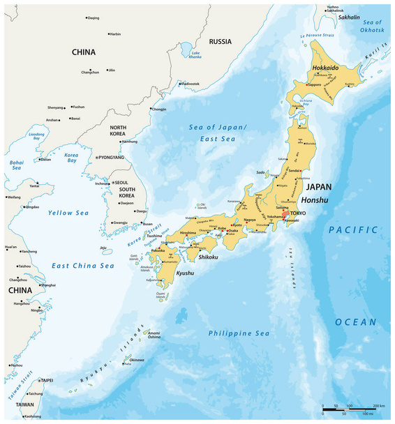 векторная карта Японского острова - Вектор,изображение