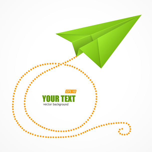 Green paper plane on blue sky and text box - Vektor, obrázek