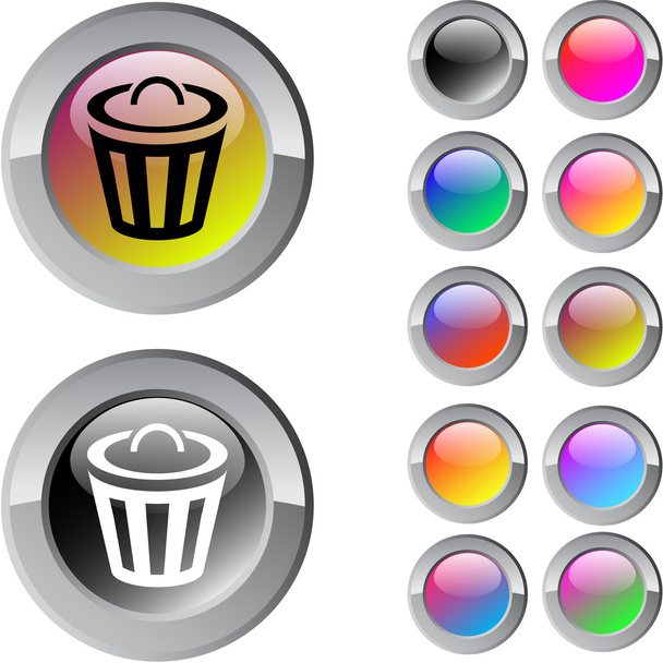 Dustbin multicolor round button. - Vecteur, image