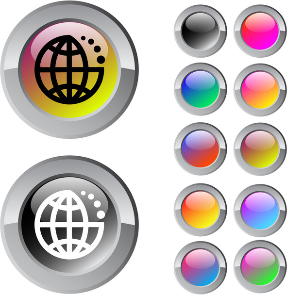 Planet multicolor round button. - Vecteur, image