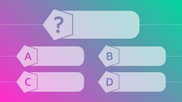Multiple choice quiz template. Question and answers template form on gradient background. Vector illustration - Vektör, Görsel
