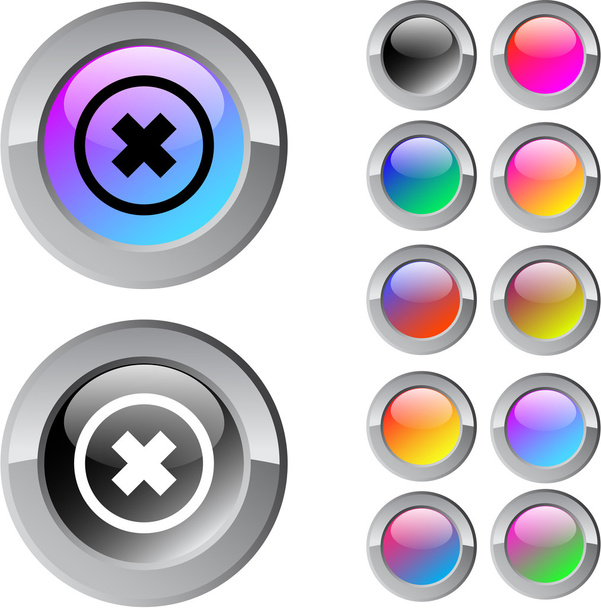 Delete cross multicolor round button. - Vektor, kép