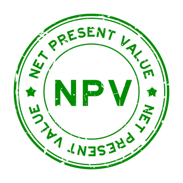 グランジグリーンNPVネットプレゼント価値ワード丸ゴムシール白の背景にスタンプ - ベクター画像
