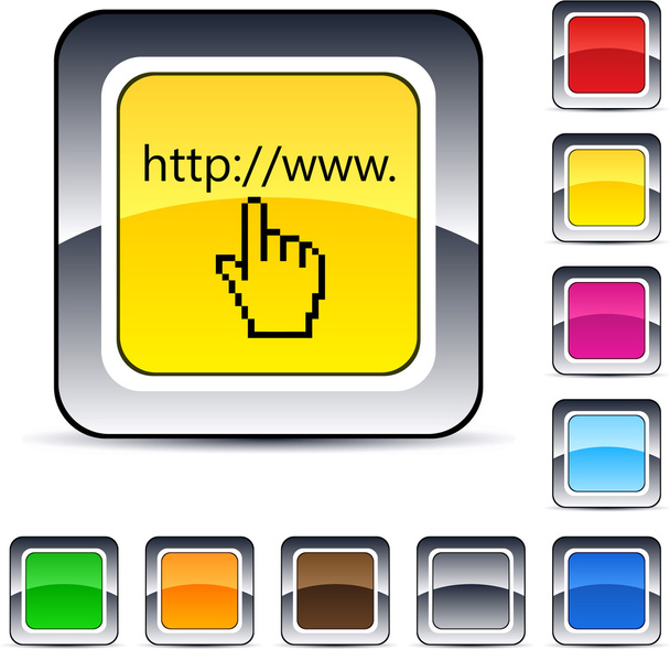 Www click square button. - Vector, afbeelding