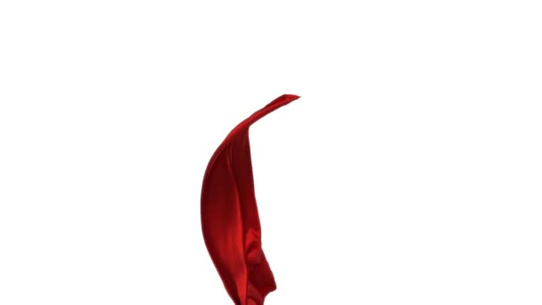 Tejido rojo que fluye en el aire
 - Metraje, vídeo