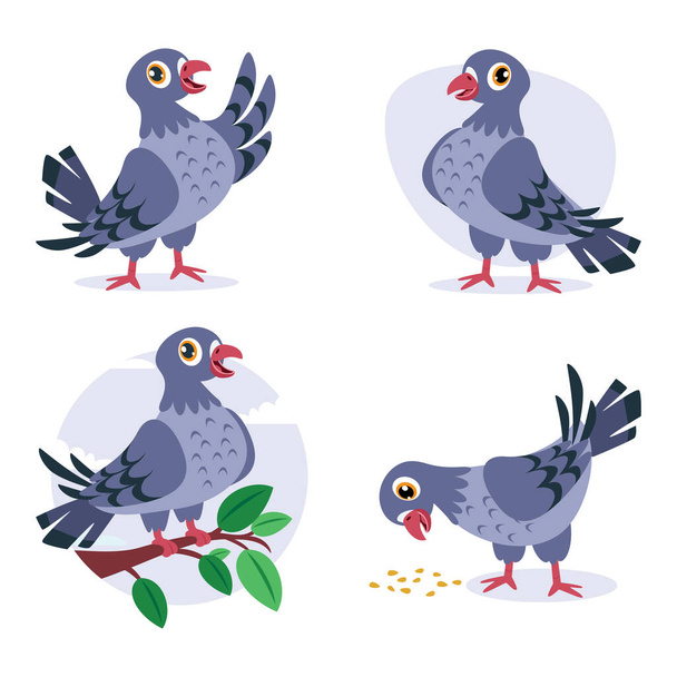 Desenho de desenhos animados de pombos bonitos - Vetor, Imagem