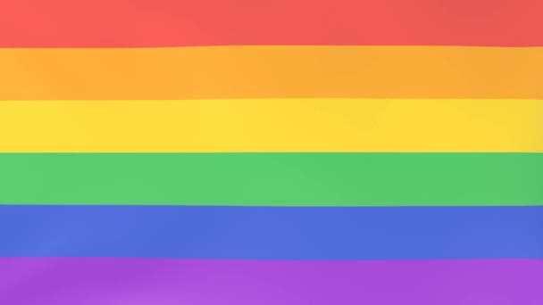3dcg animatie van het LGBT symbool, de regenboogvlag, zwaaiend in de wind - Video