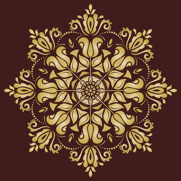 Kukkavektorikuvio. Orient kultainen koriste
 - Vektori, kuva