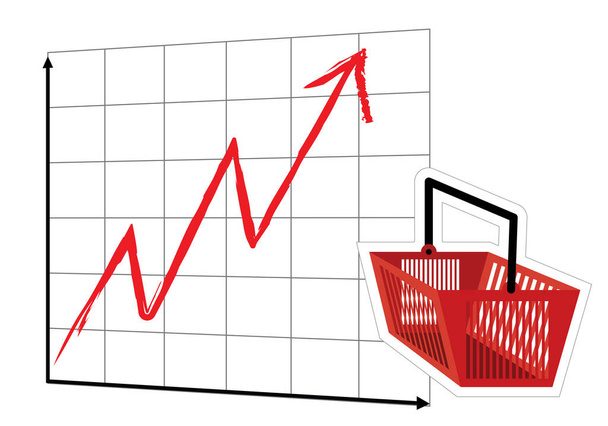 vzestupný graf tržního koše banner, vektorové ilustrace - Vektor, obrázek