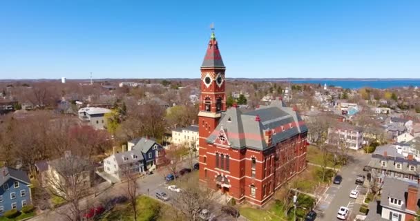 Abbott Hall, built in 1876, is located at 188 Washington Street and now is town hall of Marblehead, Massachusetts MA, USA.  - Footage, Video