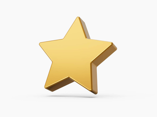 Golden star icon isolated on white background. 3d illustration - Photo, Image