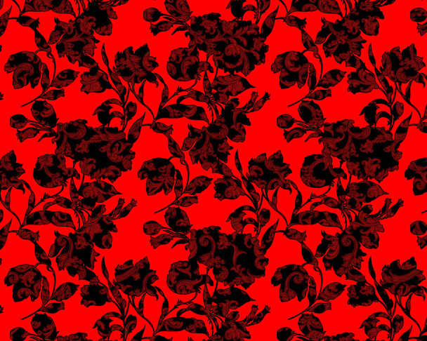 template psycho.The deformation of flowers, the leaves, and flowers art design. Metallic background. Raster Version and textiles design. - Foto, Imagen