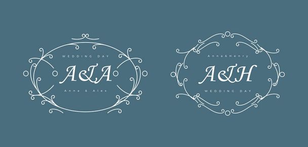 Wedding personal monogram elegant design. Set of vector templates  with your initials. - Vector, Image