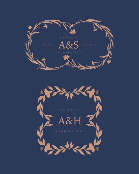 Wedding personal monogram elegant design. Set of vector templates  with your initials. - Vector, Image
