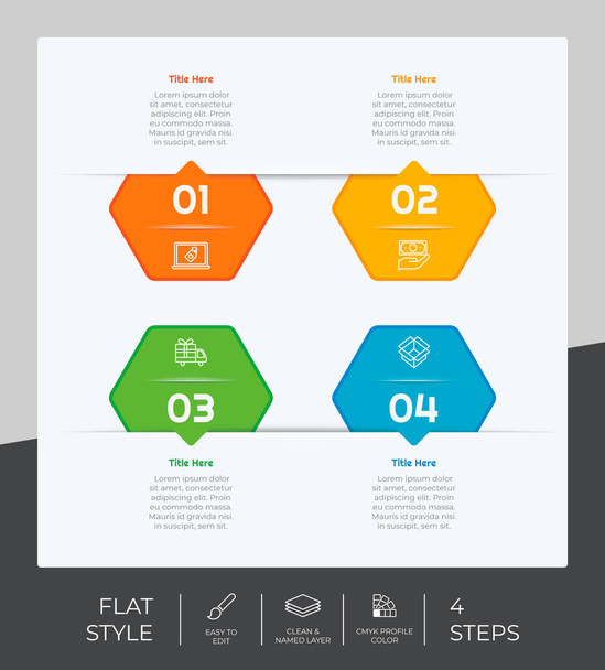 Инфографический векторный дизайн с 4 шагами может быть использован для рабочего процесса, презентации и бизнес-целей
. - Вектор,изображение