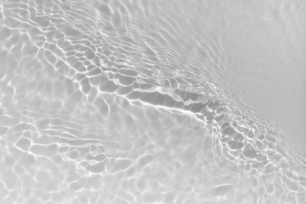 Water texture with wave sun reflections on the water overlay effect for photo or mockup. Organic light gray drop shadow caustic effect with wave refraction of light. Banner with copy space. - Photo, Image