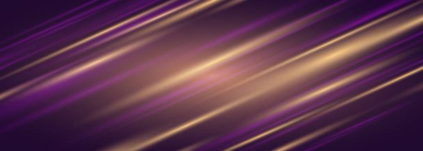 Fondo abstracto ancho oscuro con efecto de luz púrpura y amarilla. Ilustración vectorial - Vector, Imagen