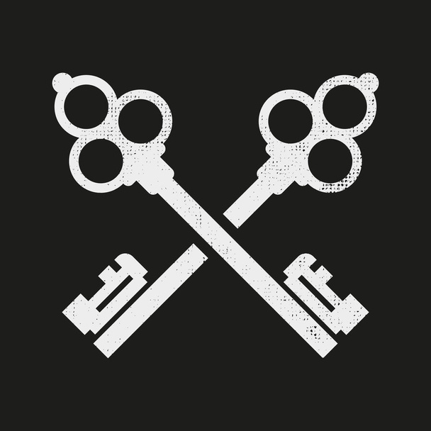 Знак двух винтажных ретро-скрещенных ключей - Вектор,изображение