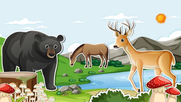 Diseño en miniatura con ilustración de animales salvajes - Vector, Imagen