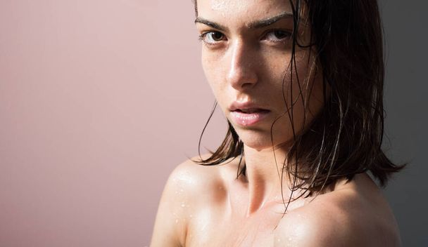 Passionate sexy wet woman. Seductive and beautiful young model. Close up - Valokuva, kuva