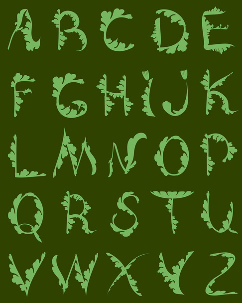 DECORATIVE alphabet in the style of the plant - Vektori, kuva