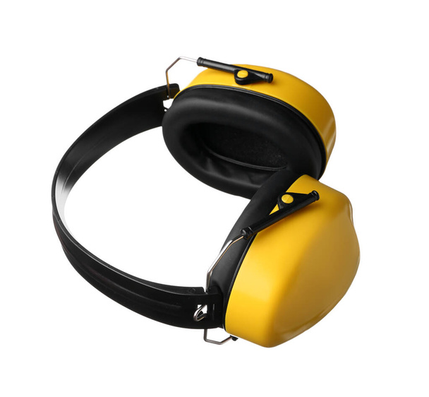 Protectores auditivos modernos sobre fondo blanco - Foto, imagen