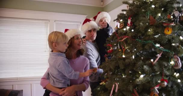 Padres de buena edad que pasan la Navidad con sus hijos - Metraje, vídeo