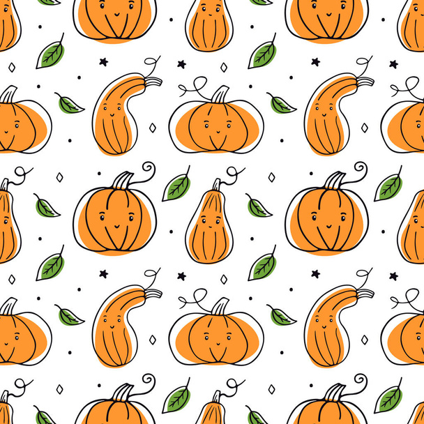Pumpkin. Cute pattern with pumpkins. Seamless pattern. Can be used for web page background fill, surface texture - Wektor, obraz