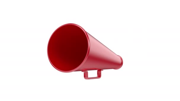 Red retro megaphone on white background - Footage, Video