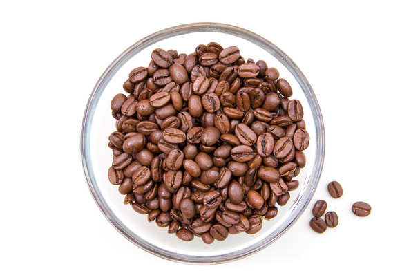 Coffee beans on the bowl from above - Photo, image
