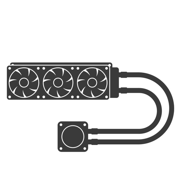 Flüssigkeitskühlsystem für PC-Glyphen-Symbol isoliert auf weißem Hintergrund. Vektor-Abbildung. - Vektor, Bild