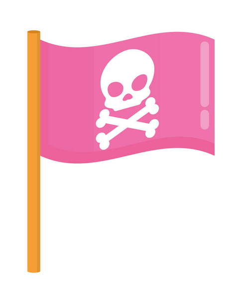 ροζ κρανιακή σημαία κινδύνου - Διάνυσμα, εικόνα